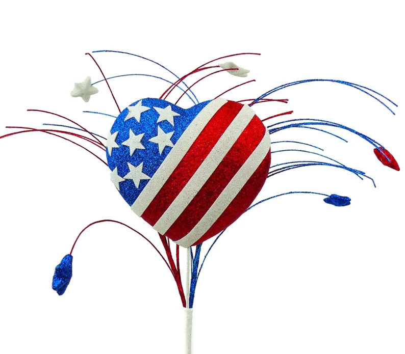 Red, White and Blue Star Stripe Heart Spray 24, Patriotic Wreath Embellishment, Red White and Blu... | Etsy (US)