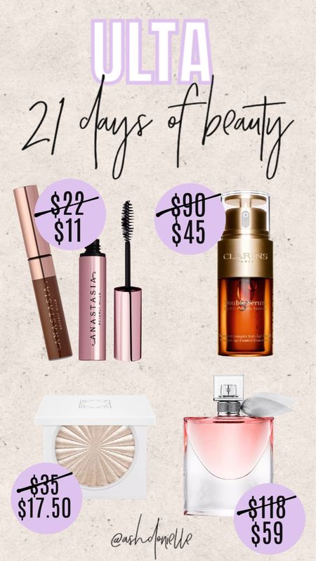Day 6 of Ultas 21 days of beauty! My top pick is the Clarins Double Serum which I’ve heard is awesome! Can’t wait to try it 

#LTKsalealert #LTKunder50 #LTKbeauty