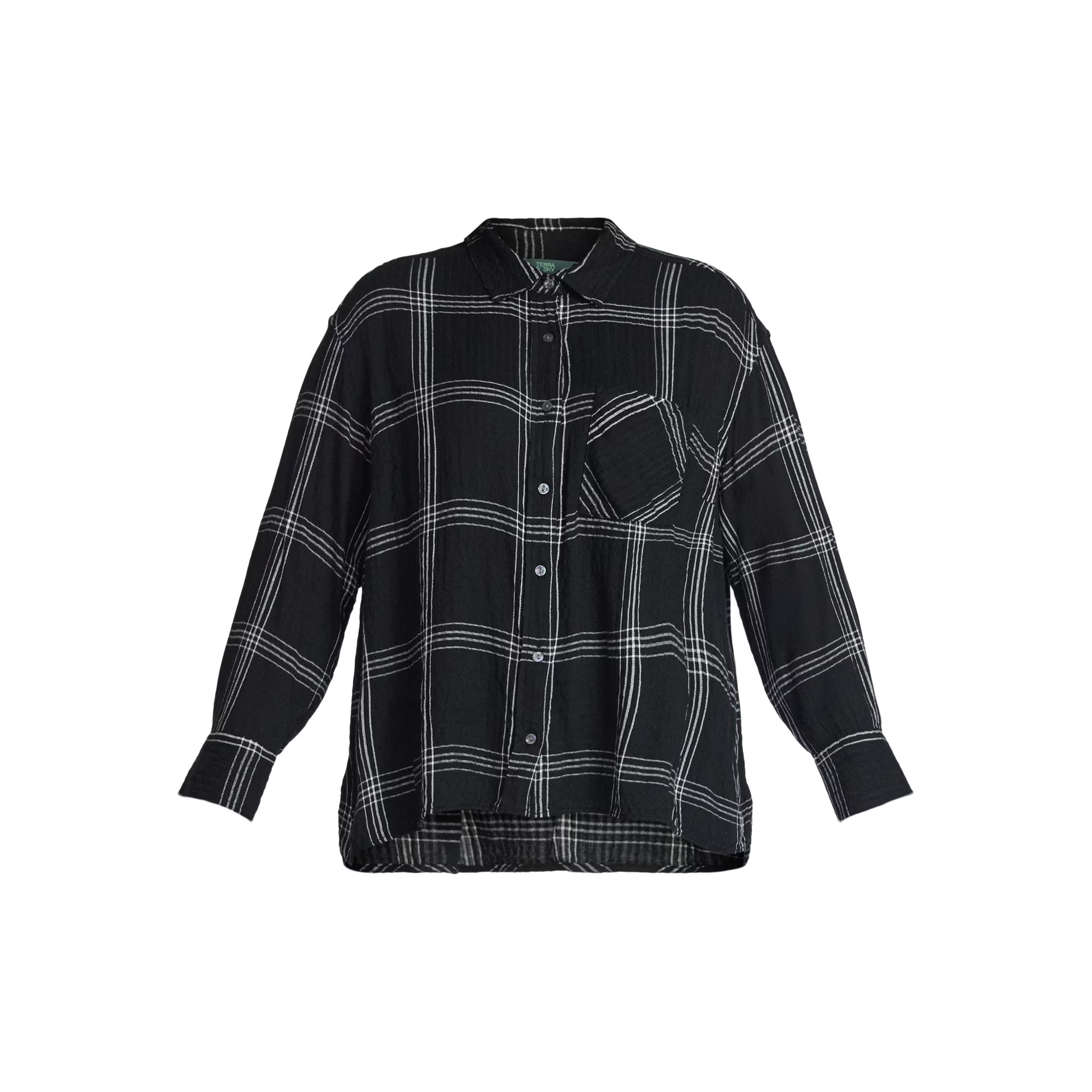 Terra & Sky Women's Plus Plaid Button Front Shirt, Sizes 0X-5X | Walmart (US)