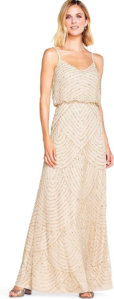 Adrianna Papell Women's Long Beaded Blouson Gown | Amazon (US)
