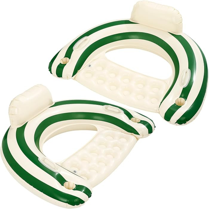 2 pcs Inflatable Pool Float Chair - 43" Pool Floaties Chair Floats Loungers for Swimming Pools Fl... | Amazon (US)