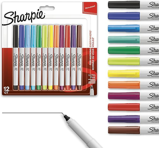 Sharpie Permanent Markers, Ultra Fine Point, Assorted Colors, 12 Count | Amazon (US)