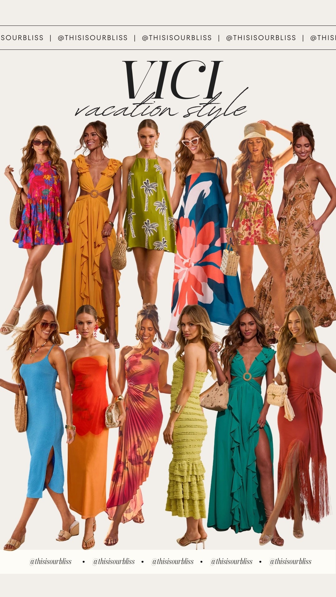 VICI dresses that  make a statement this spring & summer 🌸✨ These are the kind of pieces you pack for vacation and get compliments every time you wear them 🤍

Use code THISISOURBLISS35 for 35% off (ends 3/31!) 🛍️

vacation dresses, spring style, summer outfits, resort wear, vacation outfit inspo, colorful dresses, spring break dresses, beach dress inspo 

#LTKSaleAlert #LTKTravel #LTKootd