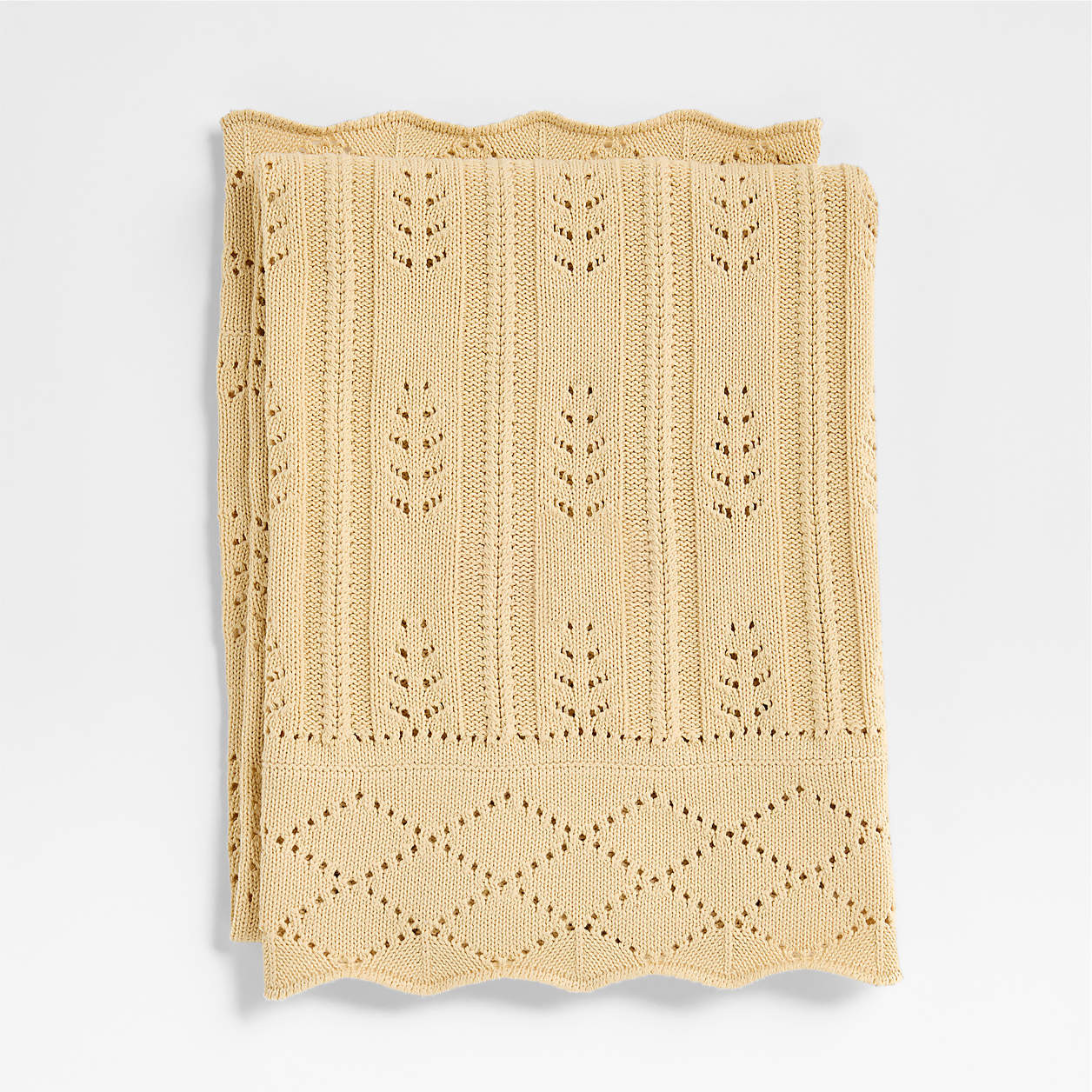 Ferne Pointelle Lambs Wood Yellow Organic Cotton Baby Stroller Blanket by Sharland England | Crat... | Crate & Barrel