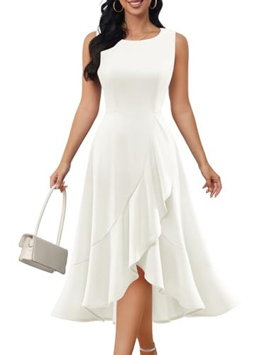 DRESSTELLS Women's Cocktail Dresses 2025, White Church Wedding Confirmation Formal Aline Modest Homecoming Party Prom Dress for Teen White L | Amazon (US)