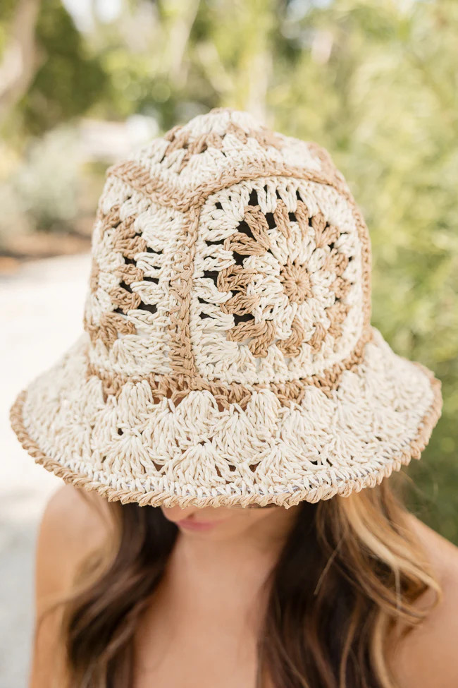 Ivory Crochet Bucket Hat SALE | Pink Lily