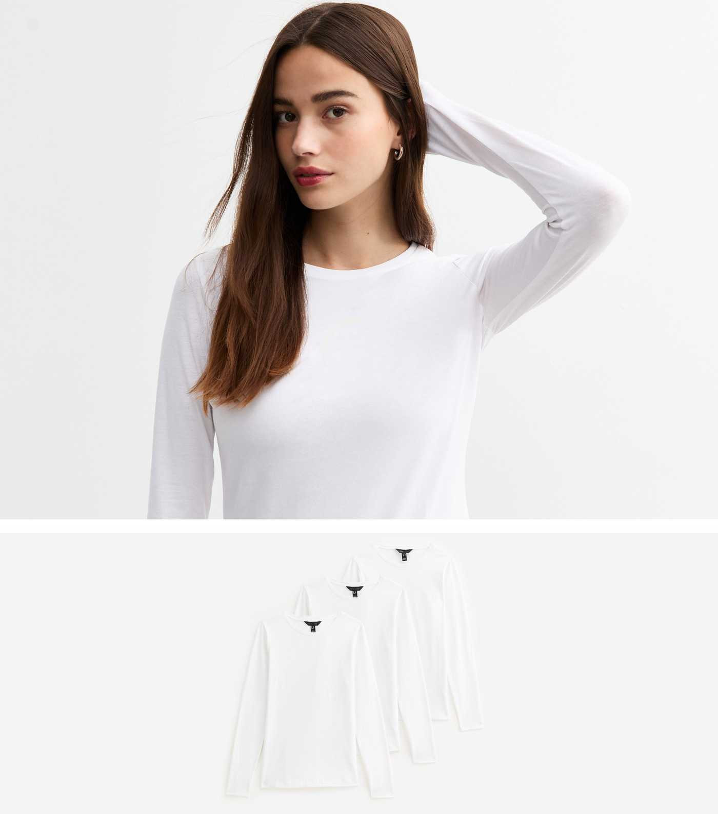 3 Pack of White Long Sleeve Crew Neck Tops 
						
						Add to Saved Items
						Remove from Sav... | New Look (UK)