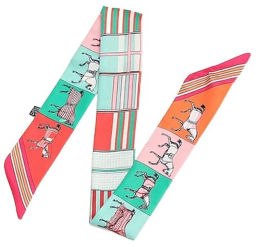 Horse Equestrian Skinny Scarf for Women Handbag - Silk Like Ribbon Neckerchief - Bag, Purse, H, Hair, Handle, Accessory, Gift (Multicolor) | Amazon (US)
