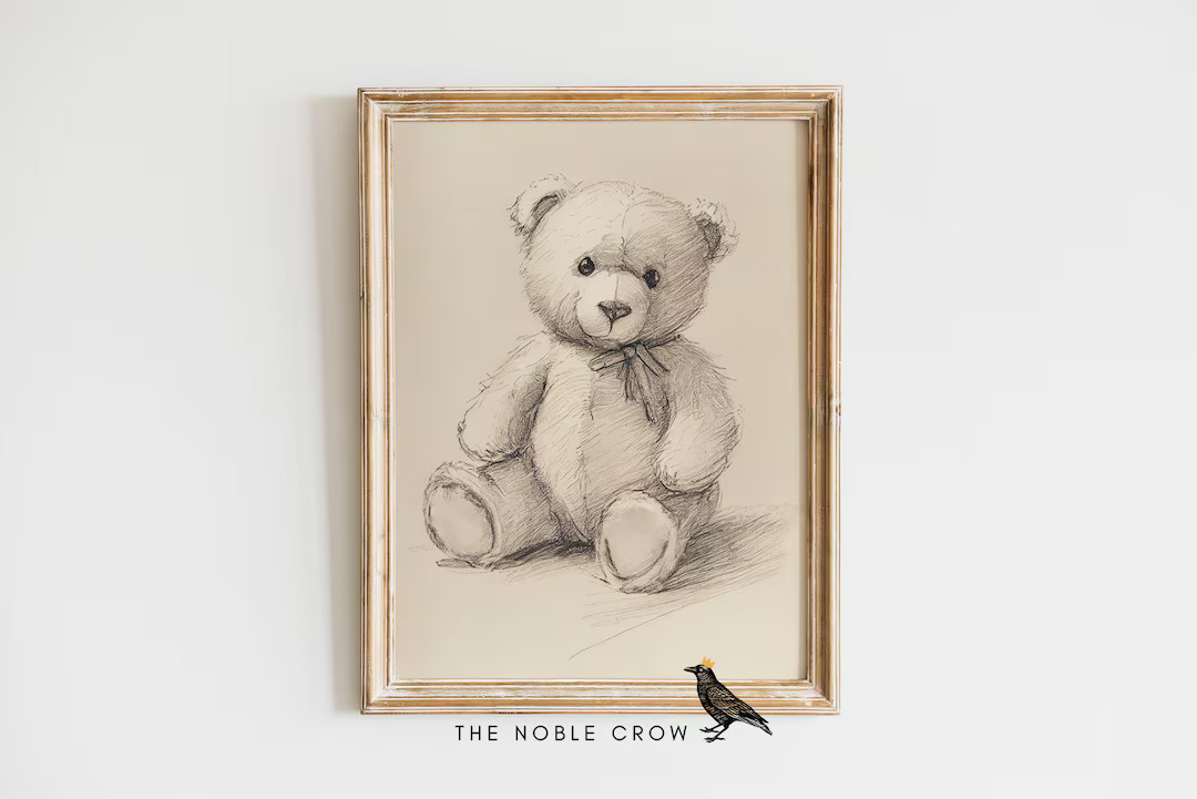 Vintage Toys Teddy Bear Teddy Bear Print, Nursery Decor, PRINTABLE Art, Nursery Wall Art, Toy Ani... | Etsy (US)