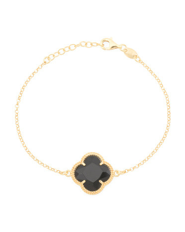 Made In Italy 18kt Gold Plated Sterling Silver Black Clover Bracelet | TJ Maxx