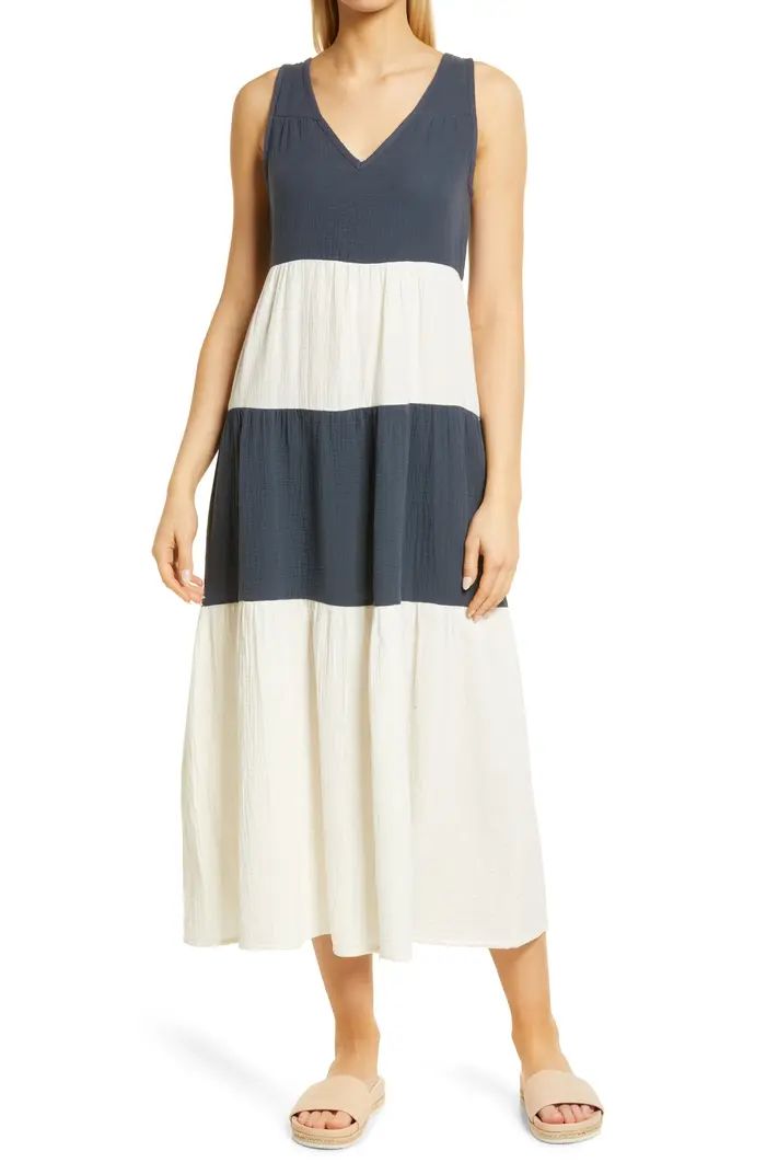 Corinne Colorblock Tiered Maxi Dress | Nordstrom