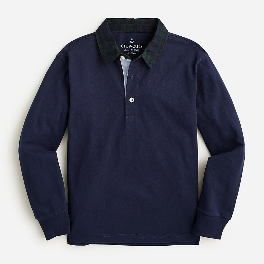 Kids' long-sleeve polo shirt with plaid collar | J. Crew US