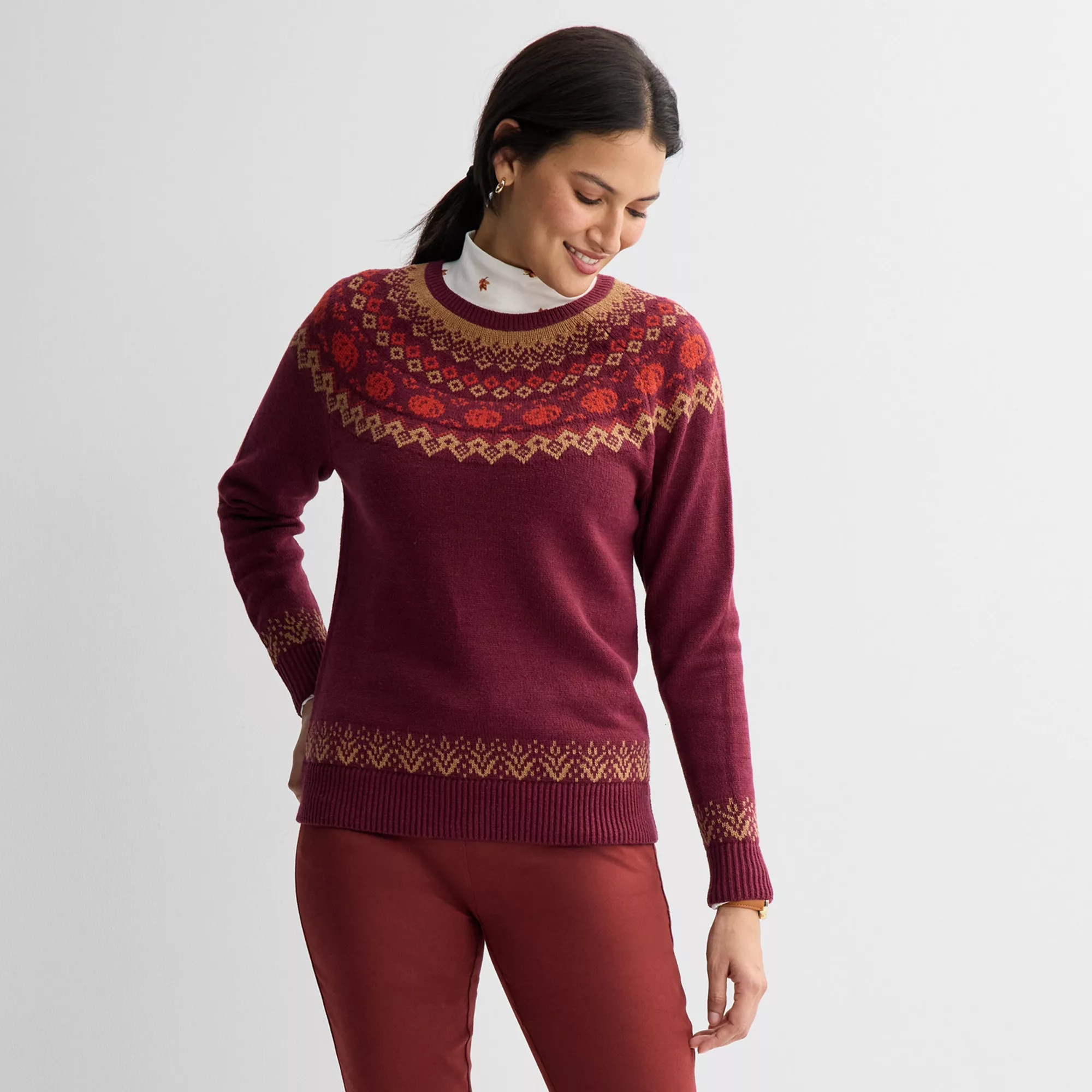 Women's Croft & Barrow® Harvest Motif Sweater | Kohl's