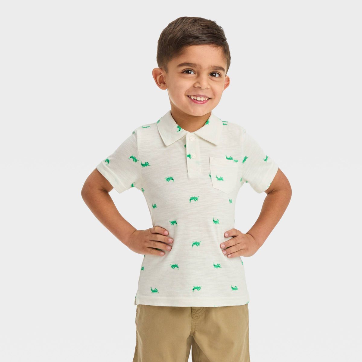 Toddler Boys' Short Sleeve Jersey Knit Polo Shirt - Cat & Jack™ Cream | Target