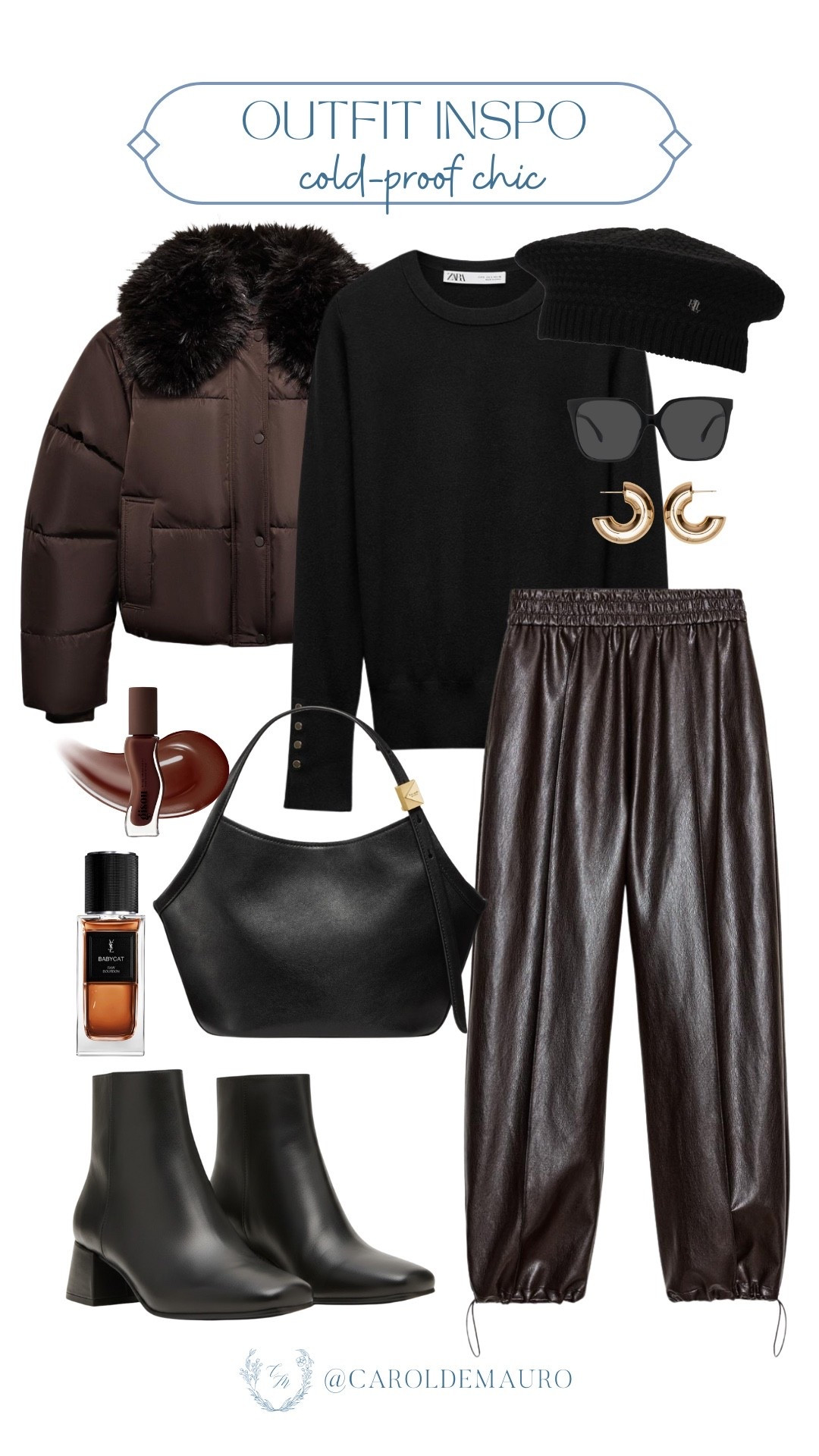 Ready for the chill in the best way possible! Mix a sleek leather jogger pants, black sweater, and a puffer jacket to stay warm without losing the vibe. Perfect for a coffee run or a winter city stroll.

outfit inspo, casual chic, it girl look, winter fashion trend, cold proof, winter accessories, monochrome style, edgy outfit

#LTKHome #LTKSeasonal #LTKU