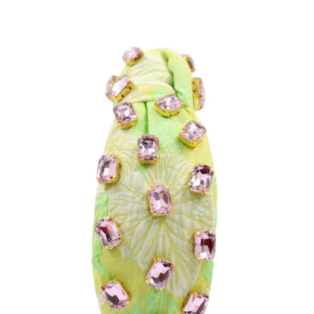 Luxury Green Floral Headband With Pink Crystal Gems – Handmade Statement Hair Accessory Fashion... | Etsy (US)