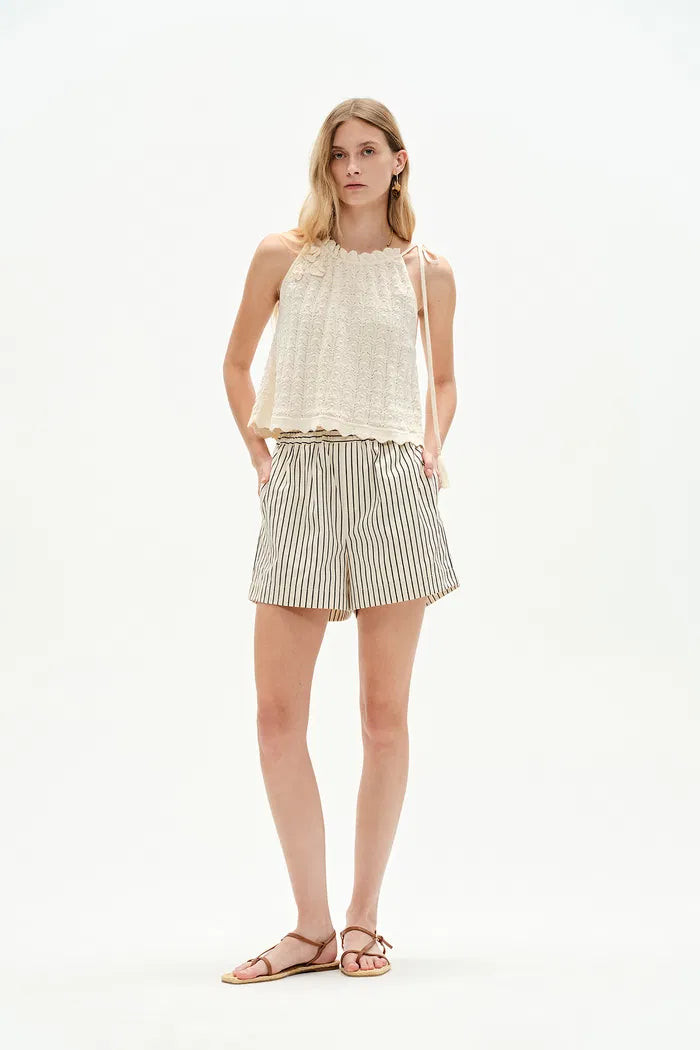 Lona Striped Casual Shorts in Cotton Poplin | Fabrique