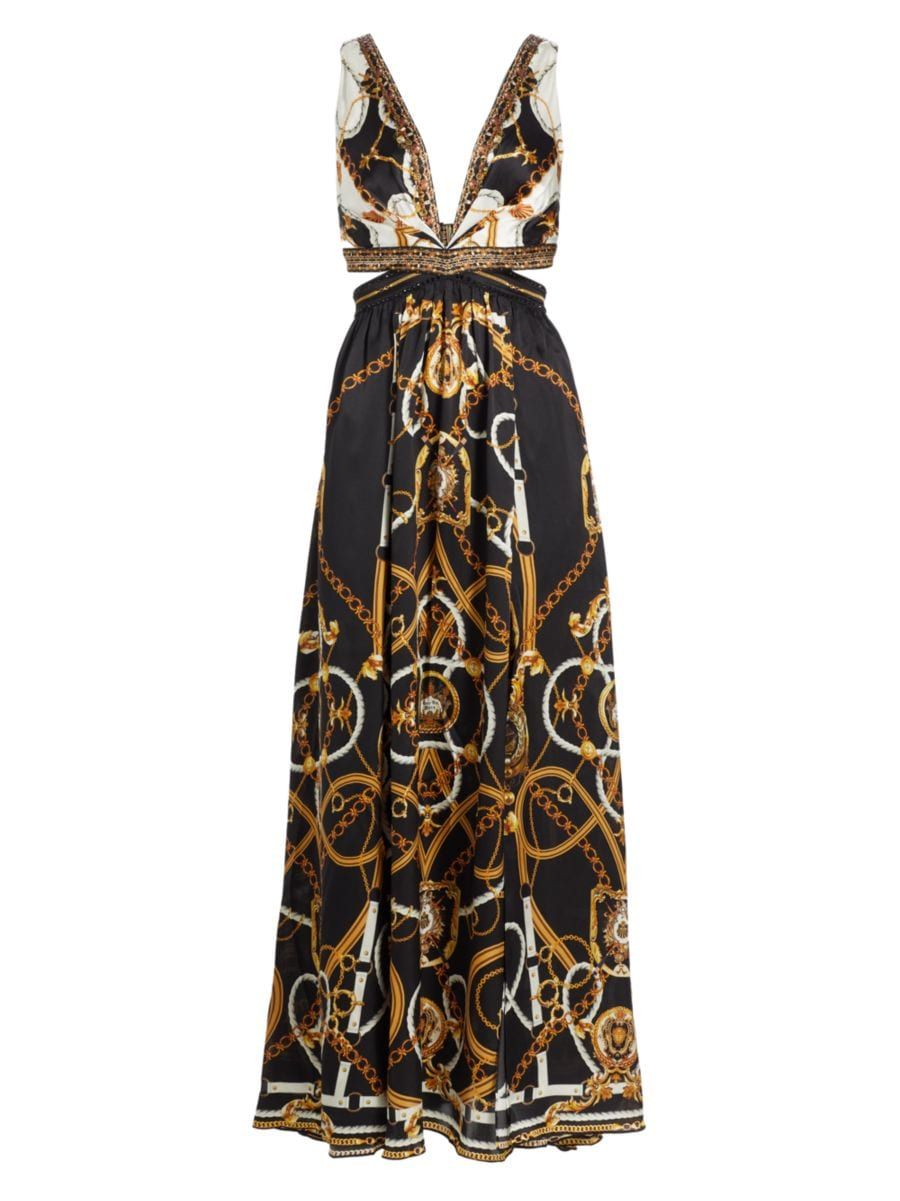 Status Print Silk Cut-Out Maxi Dress | Saks Fifth Avenue