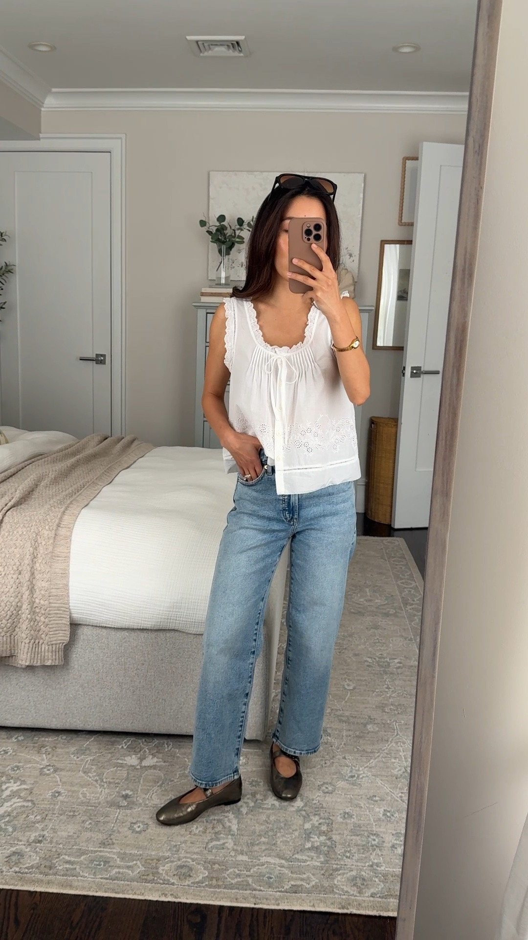 Size info below
• cotton eyelet blouse xxs, runs big. looser swingy fit, petite friendly length
• Perfect Vintage Wide-Leg Crop Jean 24 short, TTS with some stretch
• aviator sunglasses
• Remy Mary Jane flat 5H, my color is old. I am usually between 5 and 5.5 in other brands and took my bigger half size.

@madewell #madewell #madewellpartner #ad

Petite friendly jeans, easy mom outfit, cotton summer tops

#LTKmomlife #LTKPetite #LTKSeasonal