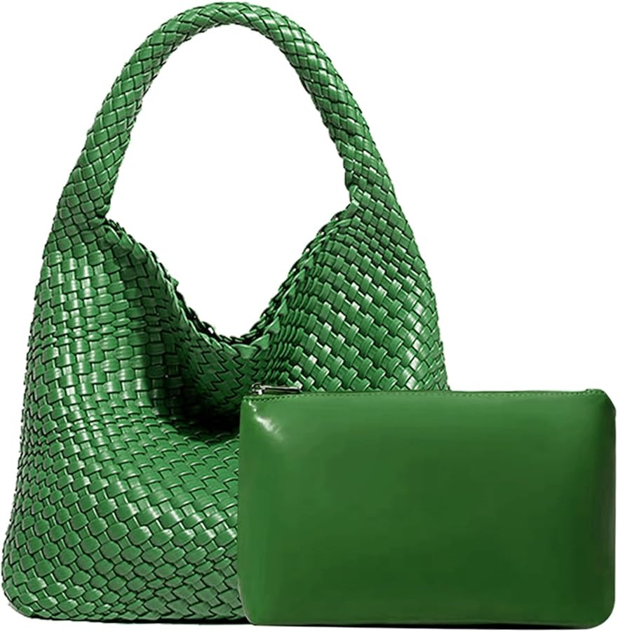 Women Vegan Leather Hand-Woven Tote Handbag Fashion Shoulder Top-handle Bag All-Match Underarm Ba... | Amazon (US)