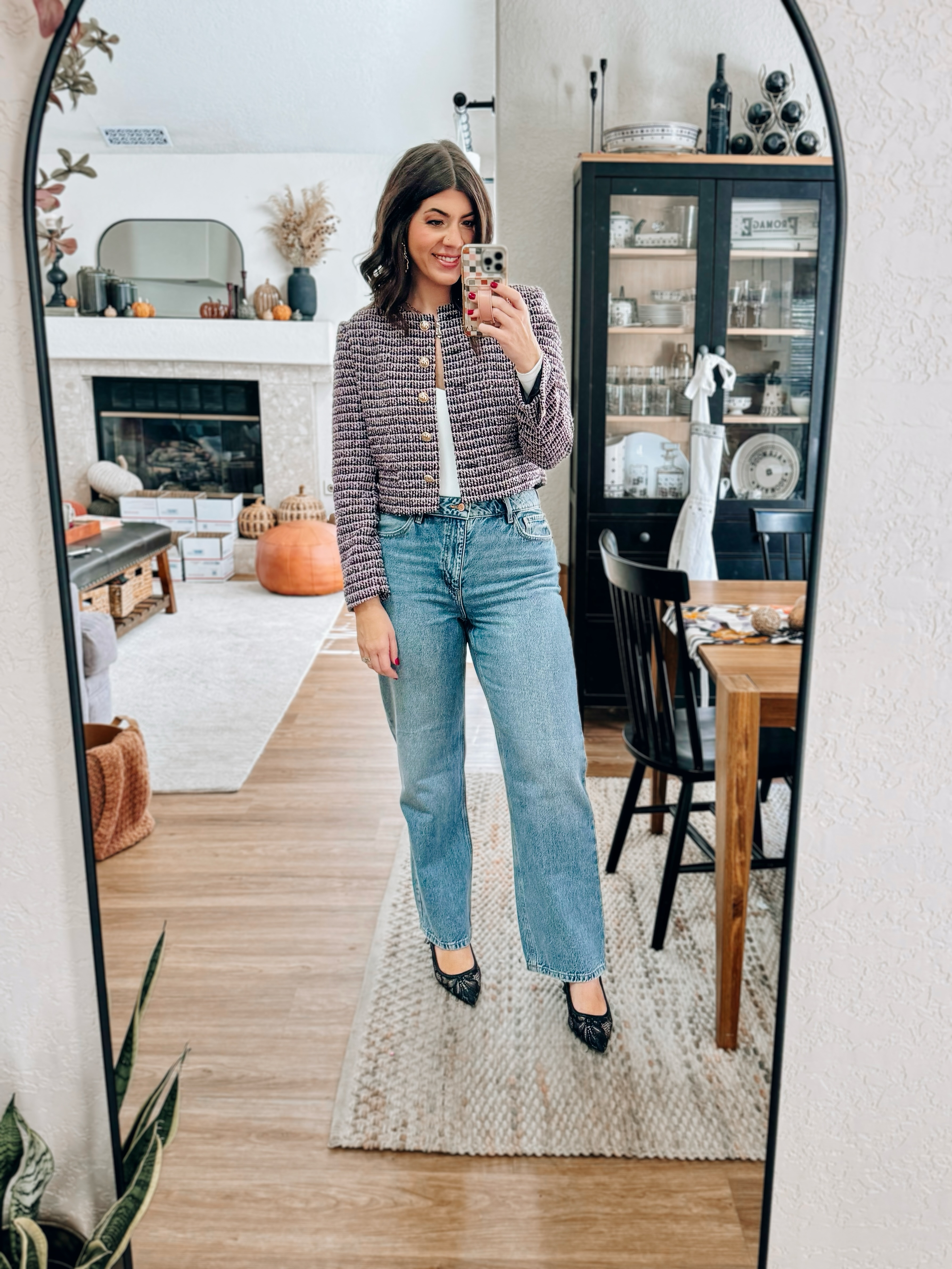 Fall casual Friday inspo 
In a medium bodysuit medium lady jacket 10 jeans 

#LTKMidsize #LTKOver40 #LTKWorkwear