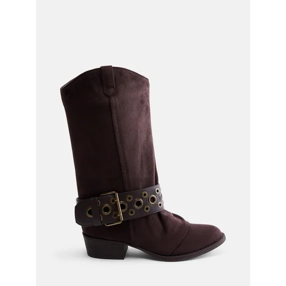 Madden NYC Women's Faux Suede Western Belt Boots | Walmart (US)