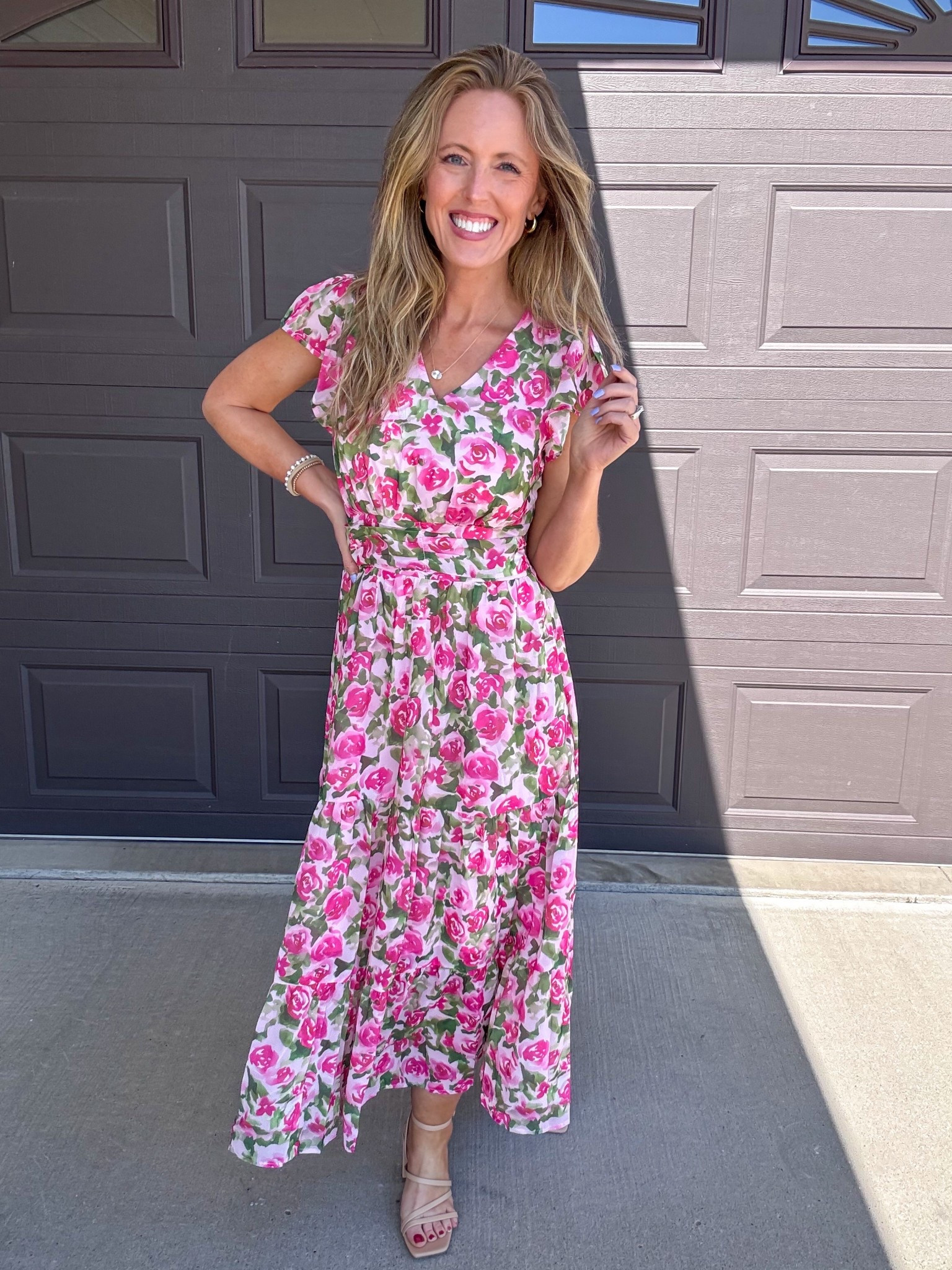 This pink rose floral print maxi dress is so pretty! 💕 Loving every single detail! Wearing a small.

As an Amazon Influencer I earn commission on qualifying purchases.

Maxi dress, floral print dress, spring dresses, beautiful maxi dress, mom style, wear to work dress, spring fashion 2026, summer dress, wedding guest dress 

#LTKMidsize #LTKootd #LTKOver40