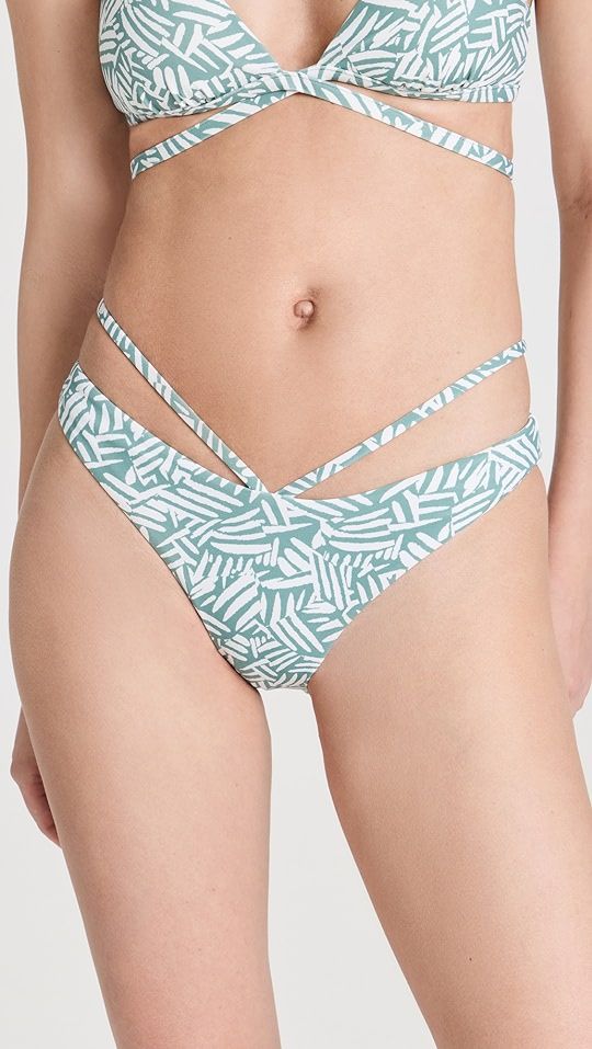 Emmalynn Palm Leaf Printed Swimwear Strappy Bikini Bottoms | Shopbop