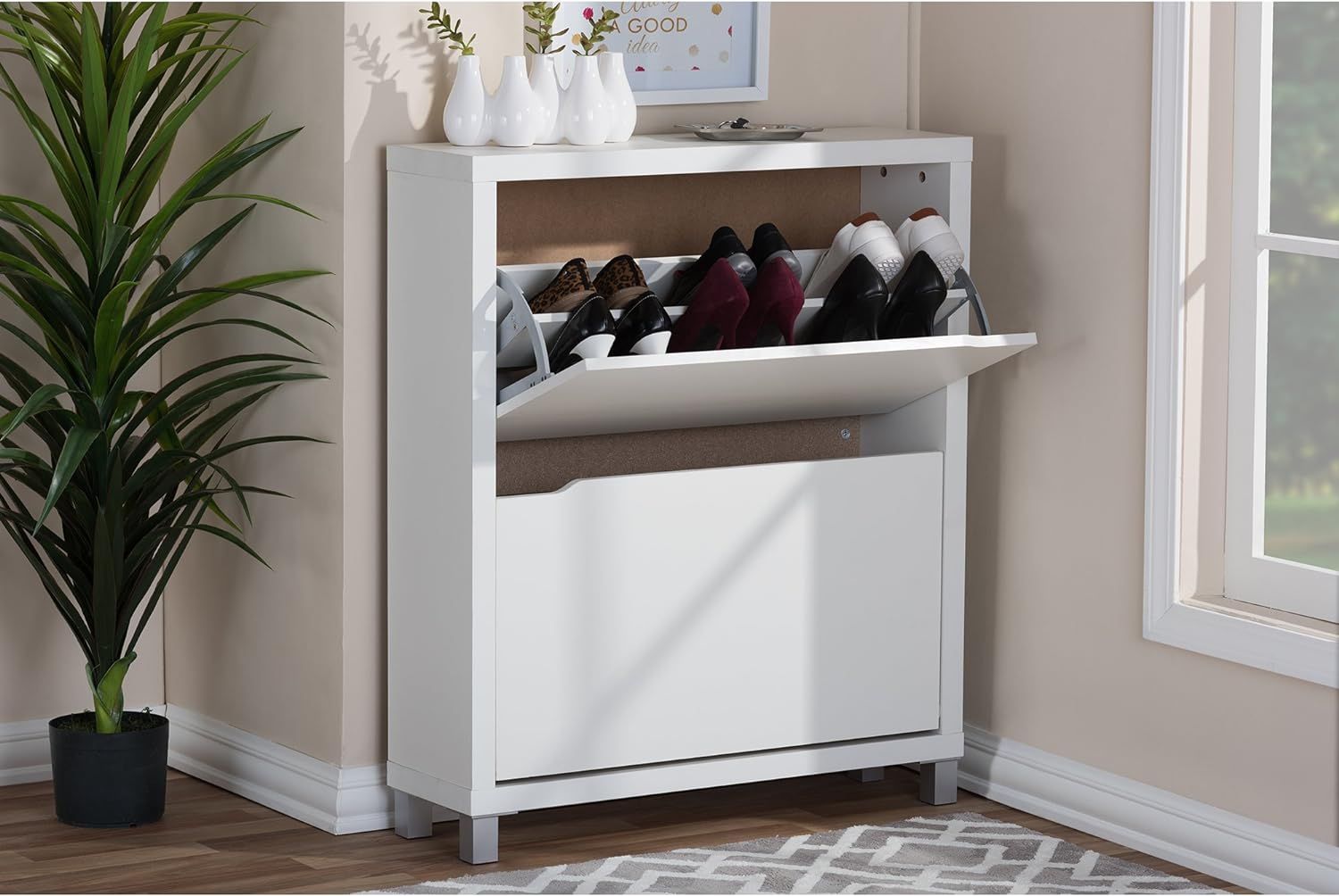 Baxton Studio Simms Modern Shoe Cabinet, White | Amazon (US)