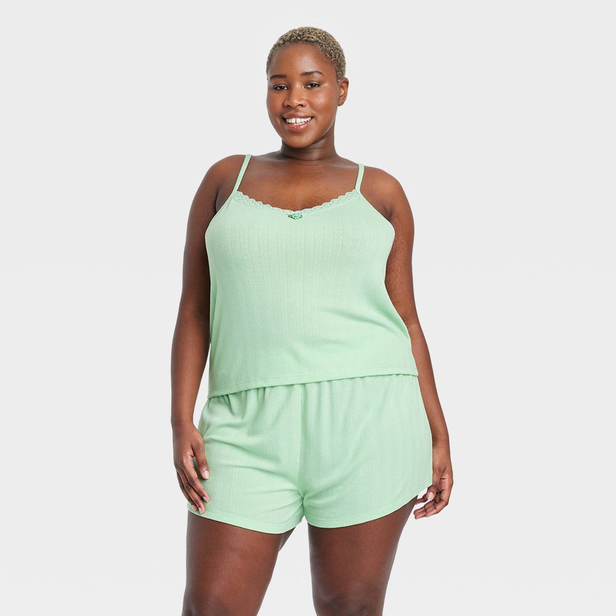 Women's Lace Trim Pajama Set - Colsie™ Green M | Target