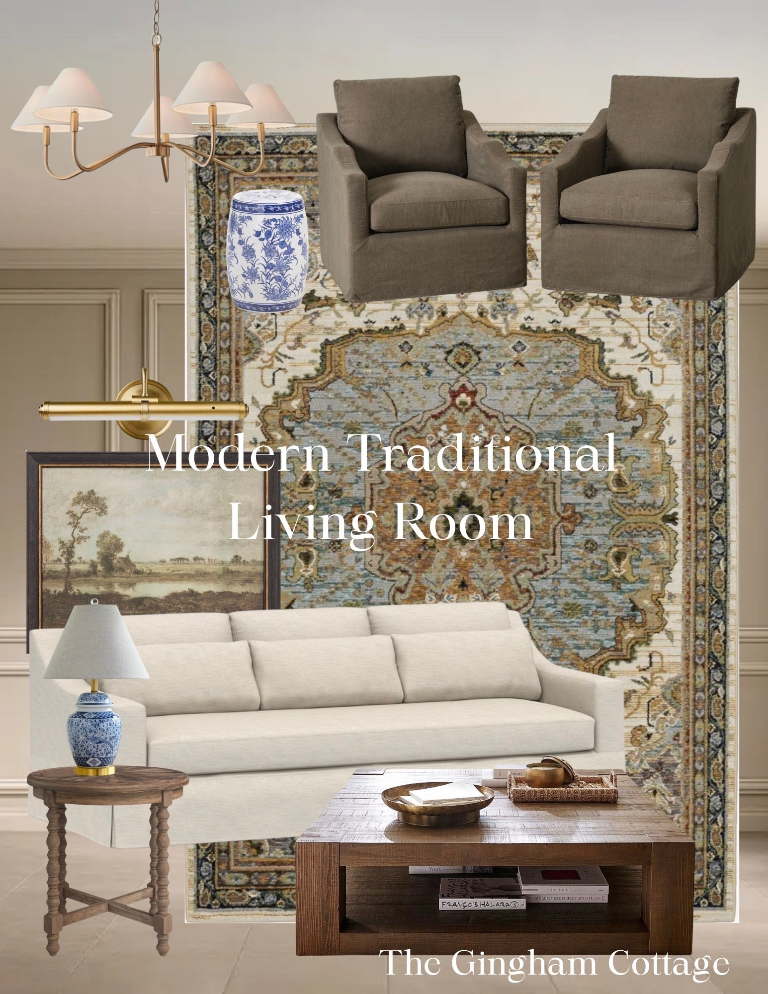 Classic bones with a modern moment—such a good combo. 
modern traditional, traditional, living room, sofa, pottery barn, area rug 

#LTKHome