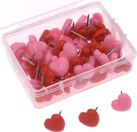 50Pcs Love Heart Push Pins Message Boards Signs Tacks Map Indicator Location Pins | Amazon (US)