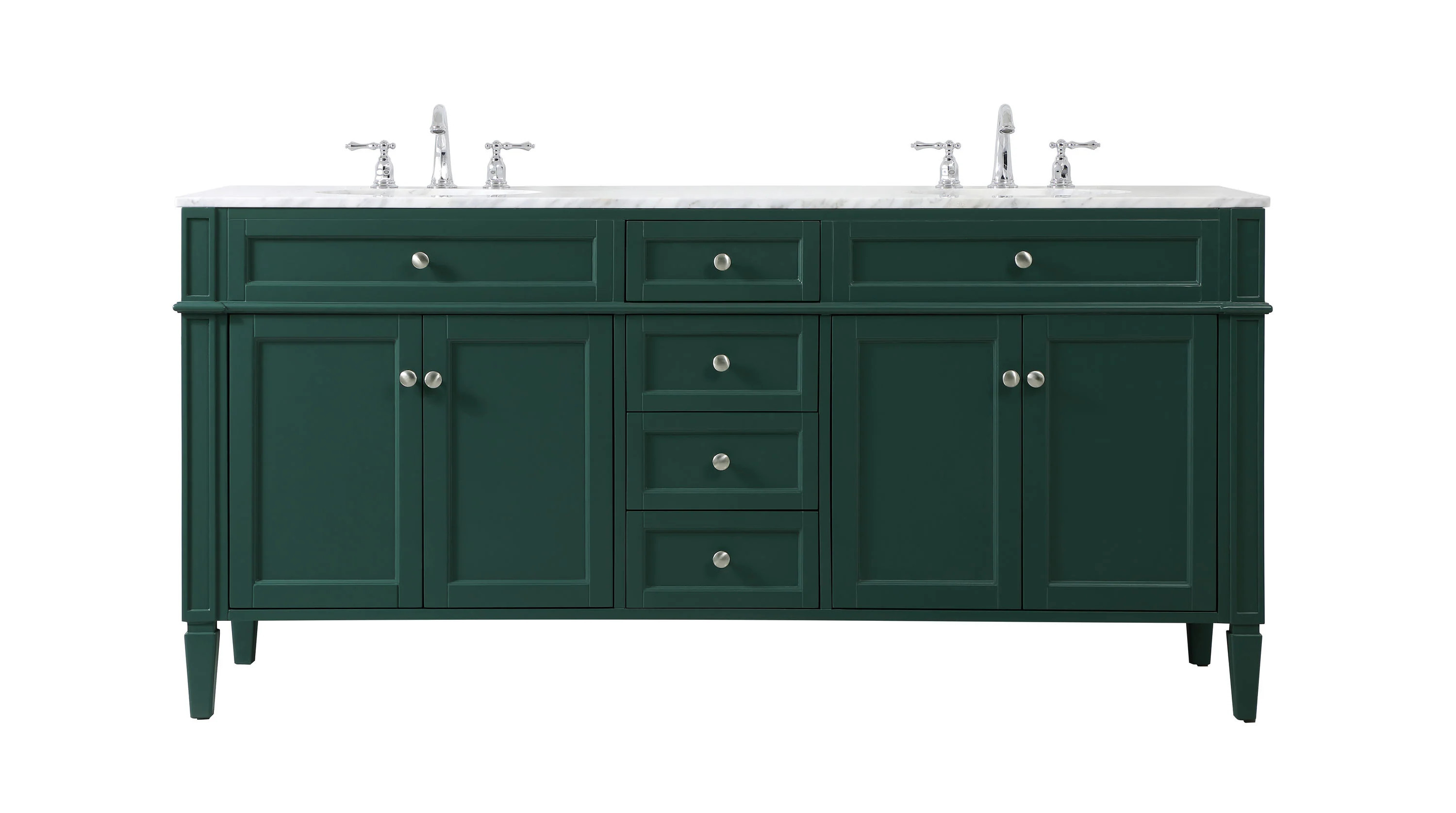 Elegant Decor Home Furnishing 72-in Green Undermount Double Sink Bathroom Vanity with Carrara White Marble Top | HF37716DGN | Lowe's
