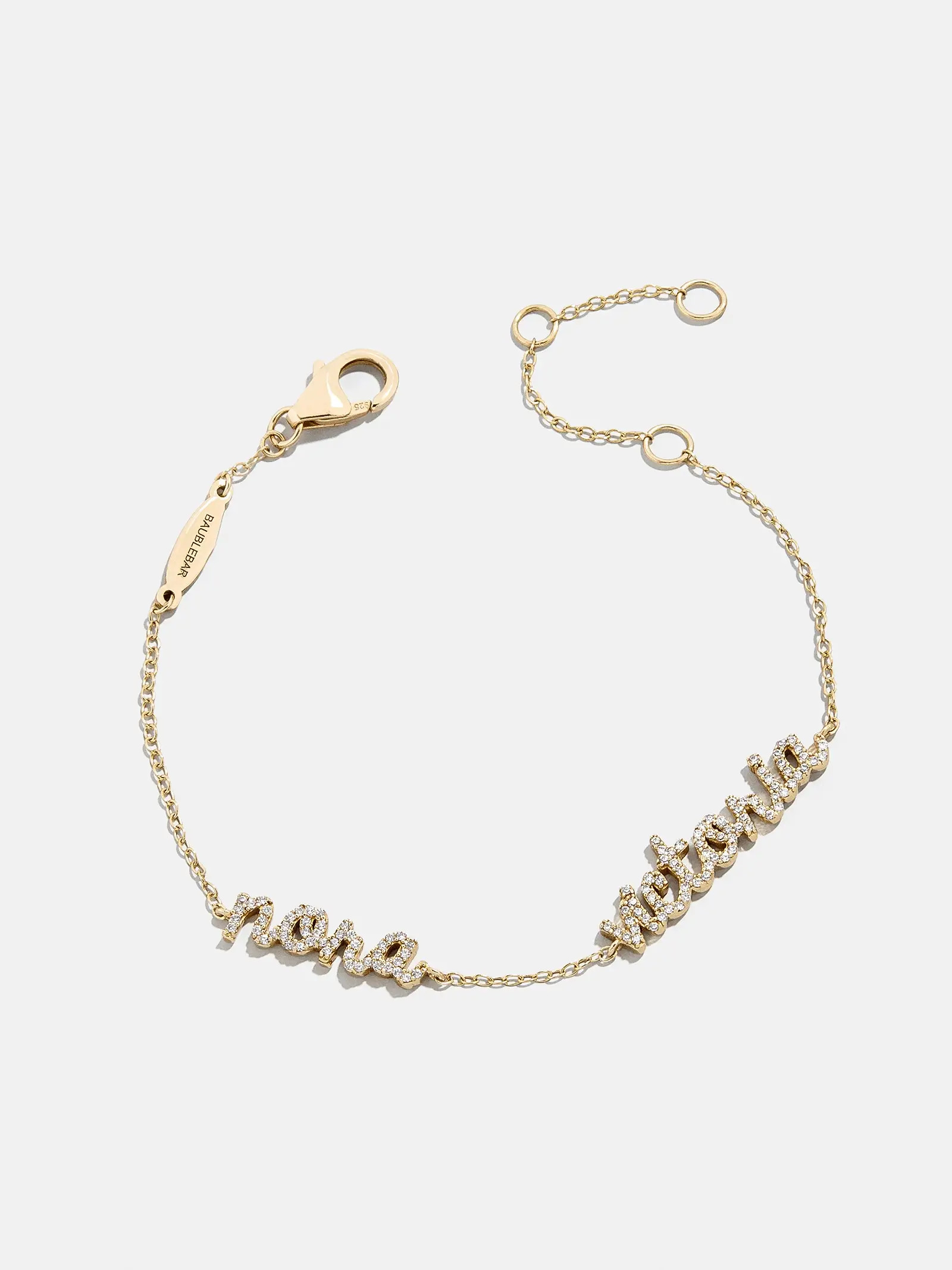 14K Gold/Pavé Custom Script Multi Name Bracelet - 2 Names | BaubleBar