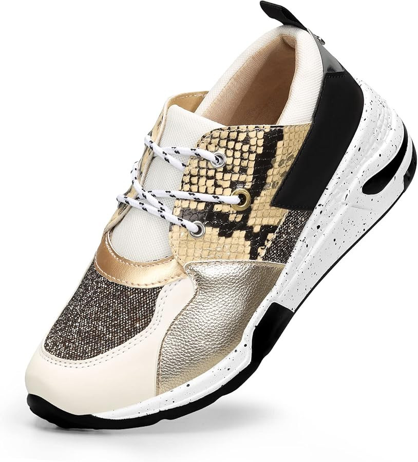 LUCKY STEP Women's High Heel Wedge Sneakers Fashion Cliff Platform Retro Lace Up Casual Shoes | Amazon (US)