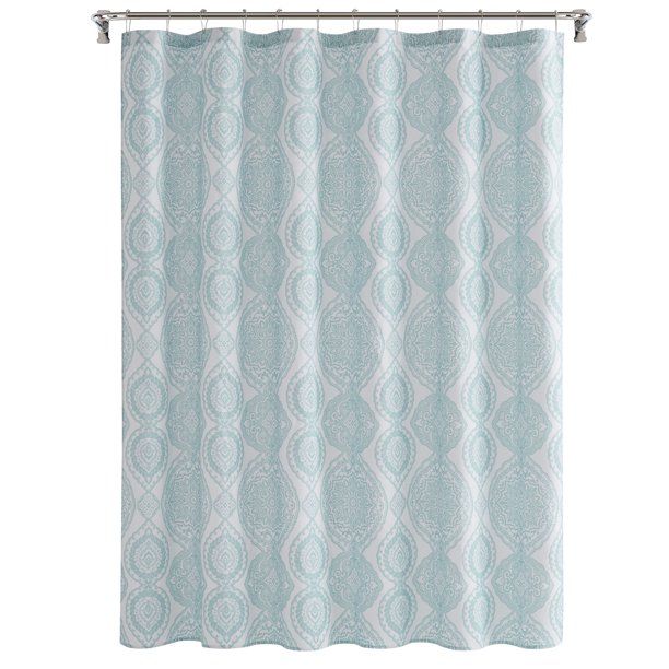 My Texas House Channing Damask Cotton-Rich Fabric Shower Curtain, 72" x 72", Aqua - Walmart.com | Walmart (US)
