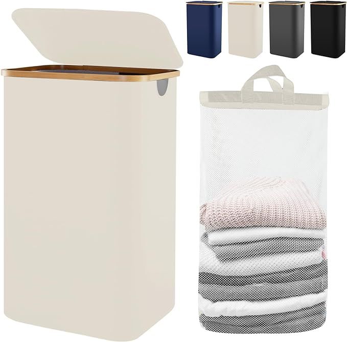 Bathola Laundry Hamper with Lid, 120L Laundry Basket for Clothes hamper, Collapsible Hamper for L... | Amazon (US)