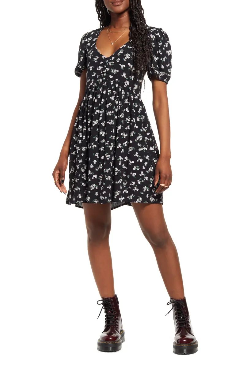 Printed Babydoll Minidress | Nordstrom