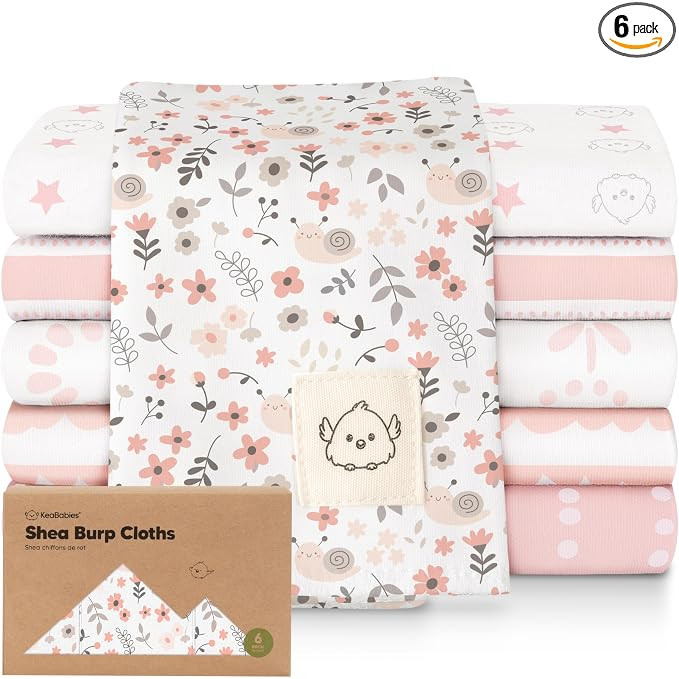 Organic Burp Cloths Baby Boy, Girl - 6-Pack Large 100% Cotton Burping Cloths for Babies, Spit Up ... | Amazon (US)