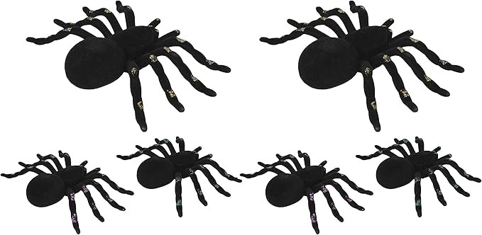 Set of 6 Prank Large Halloween Spiders Flocked with Glitter Trim Legs! Assorted Colors! 7" Spider... | Amazon (US)