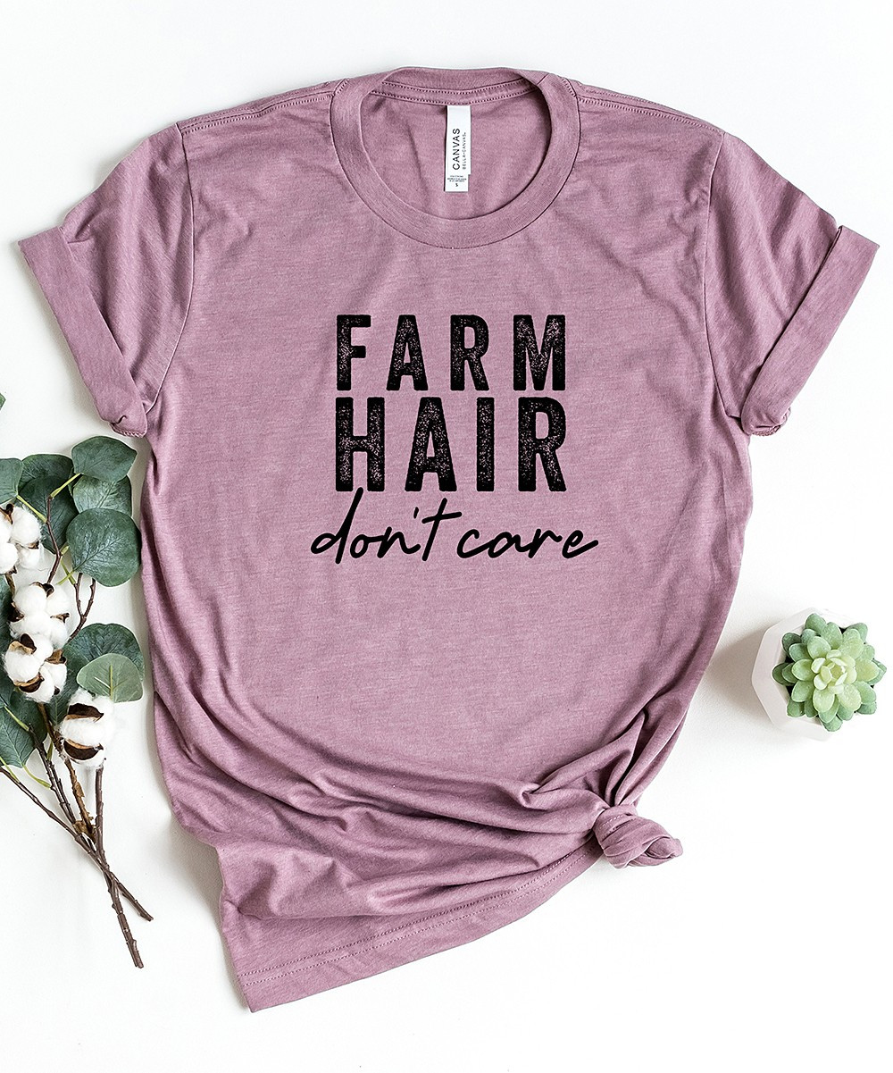 Simply Sage Market Women's Tee Shirts Orchid - Orchid & Black 'Farm Hair Don't Care' Crewneck Tee -  | Zulily