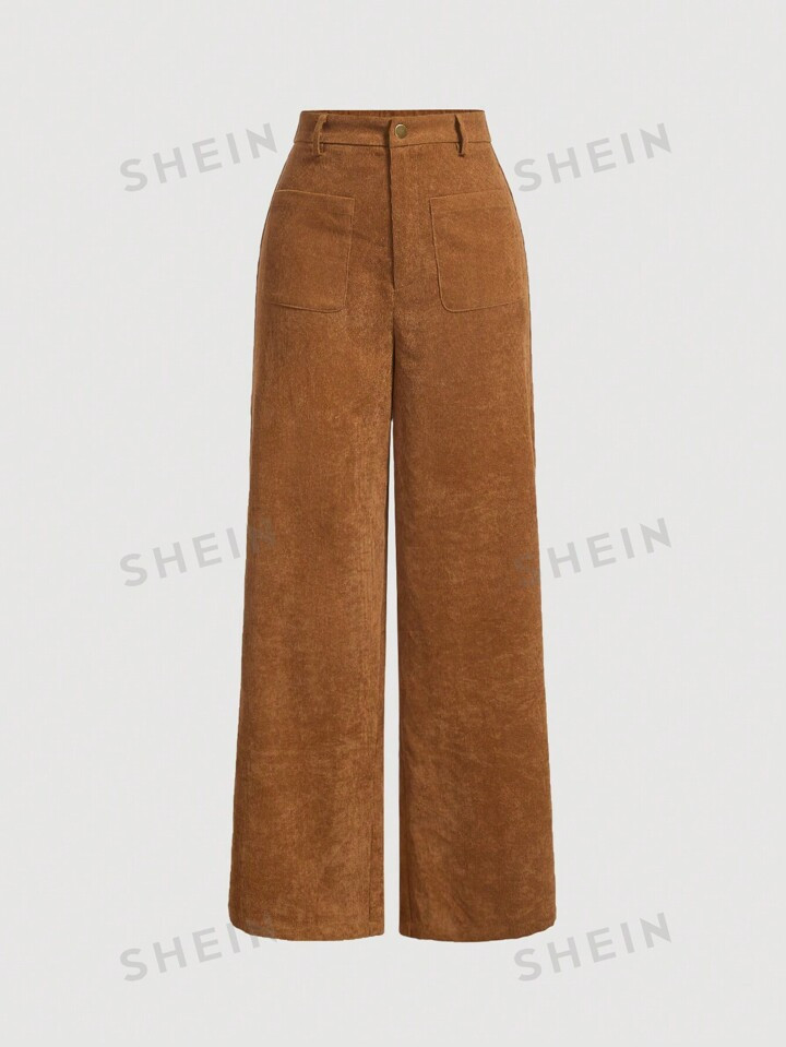SHEIN MOD Women's Casual Solid Color Straight Corduroy Pants ,Back To School Clothes,Frenchies,Wo... | SHEIN