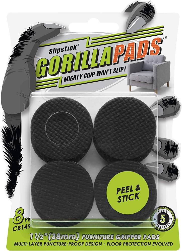 Slipstick GorillaPads CB149 Non-Slip Furniture Pads/Rubber Grippers (Set of 8) Self-Adhesive Furn... | Amazon (US)