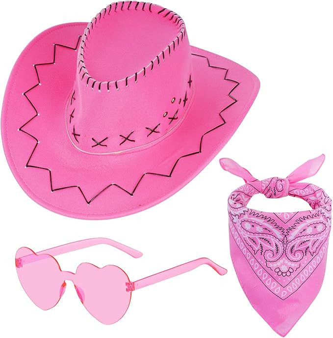 choyaxo Western Cowboy Costume Set Including Cowgirl Hat Heart Shaped Sunglasses and Bandana for ... | Amazon (US)