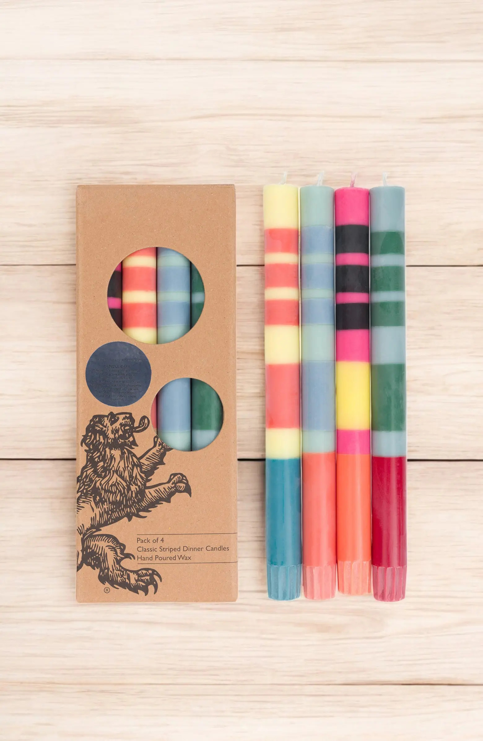 BRITISH COLOUR STANDARD Assorted 4-Pack Stripe Dinner Candles | Nordstrom | Nordstrom