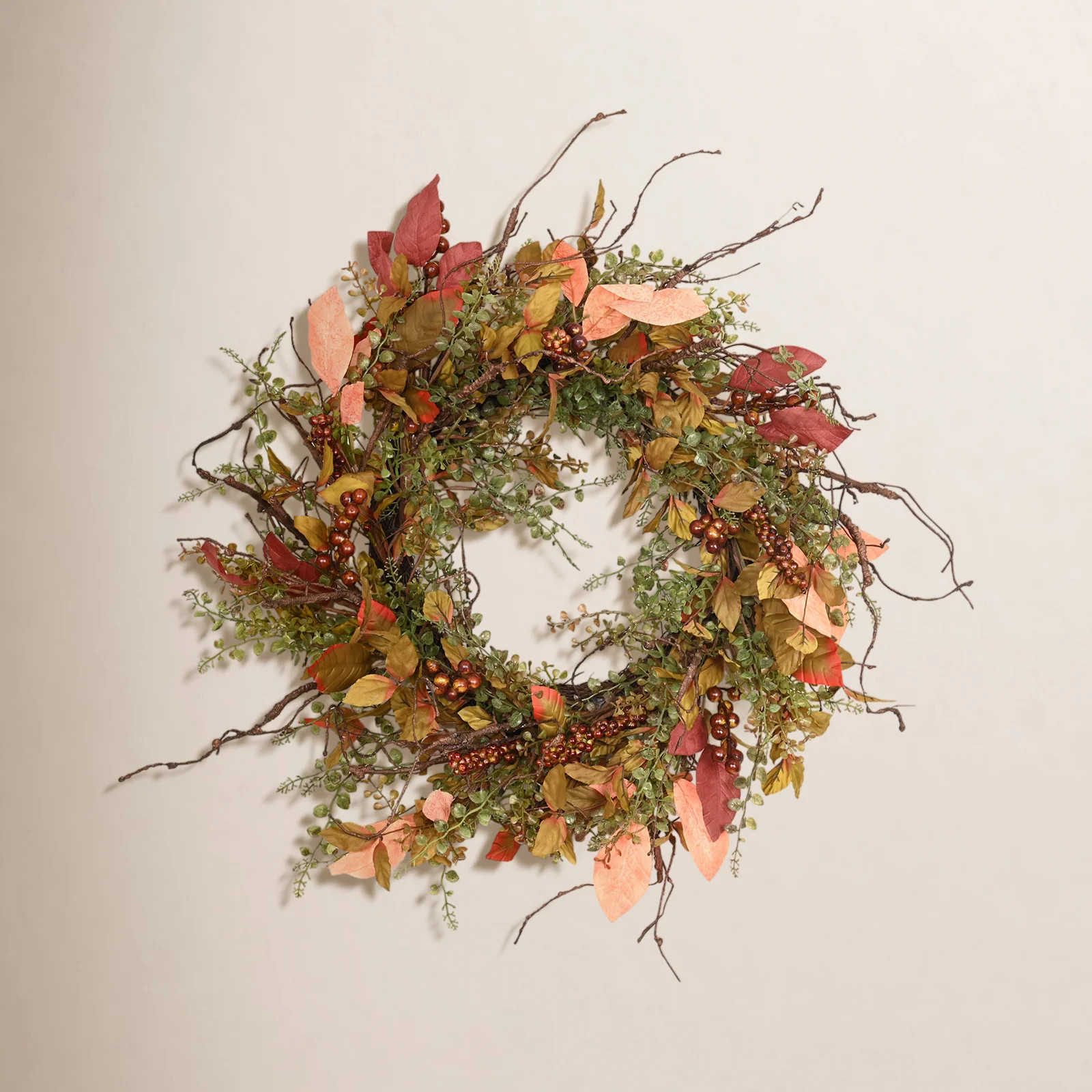 Joss & Main 24" Large Autumn Decor Fall Thanksgiving Day Front Door Berry Wreath & Reviews | Joss... | Joss & Main