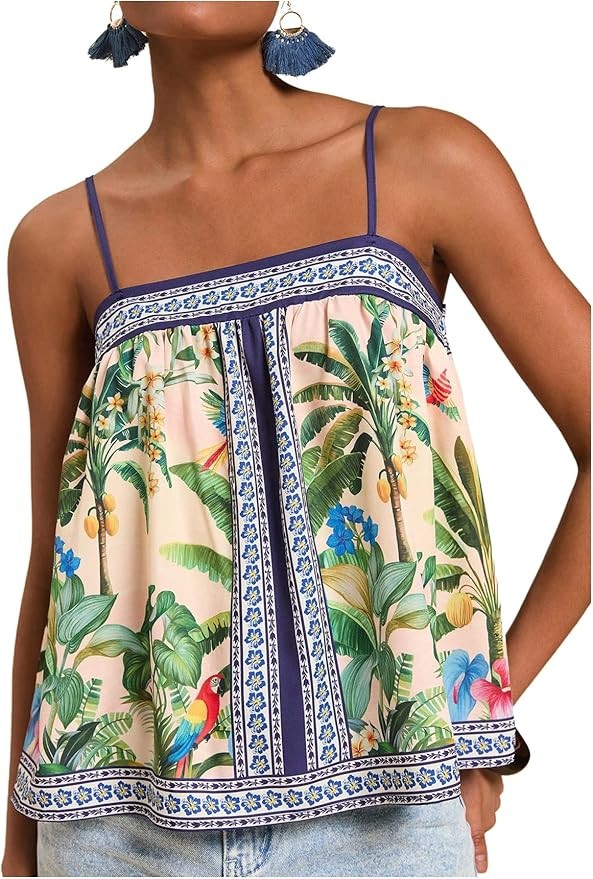 SOLY HUX Women's Tropical Floral Print Cami Top Spaghetti Strap Boho Vacation Summer Tops Camisol... | Amazon (US)