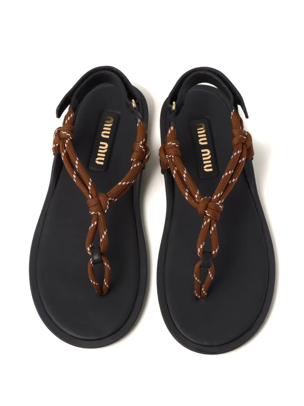 Miu Miu cord-strap Leather Sandals | Brown | FARFETCH AU | Farfetch Global