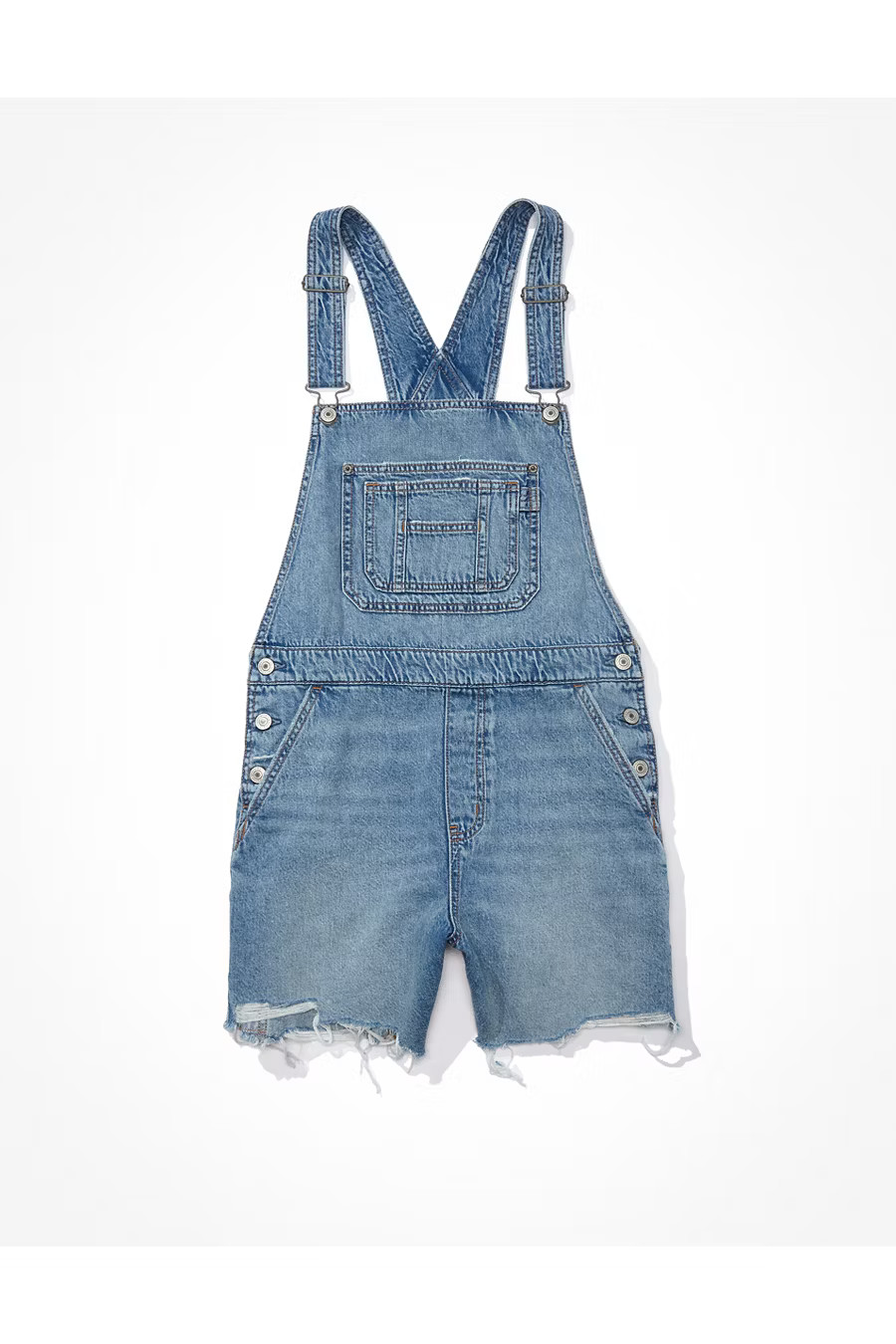 AE Dreamy Drape Denim Baggy Overall Short | American Eagle Outfitters (US & CA)