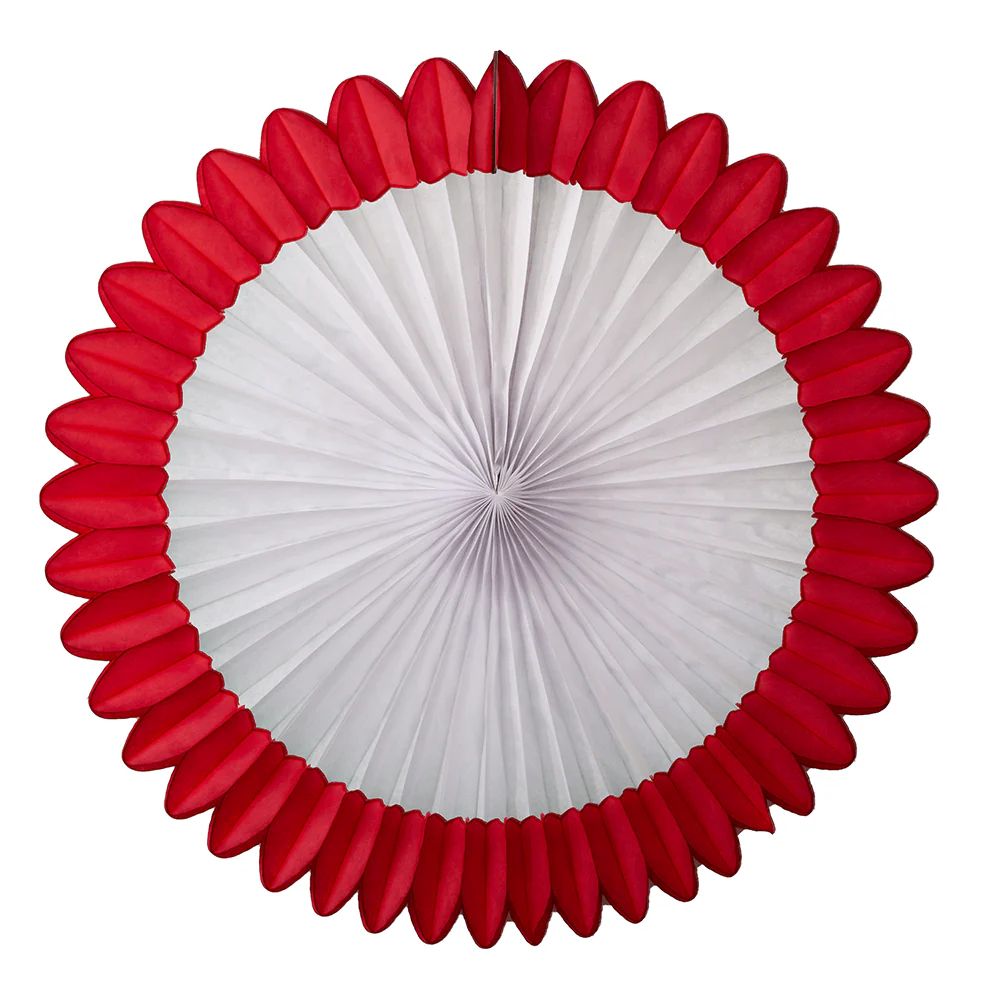 Deluxe Party Fan, 27" - Red & White | Jollity & CO.